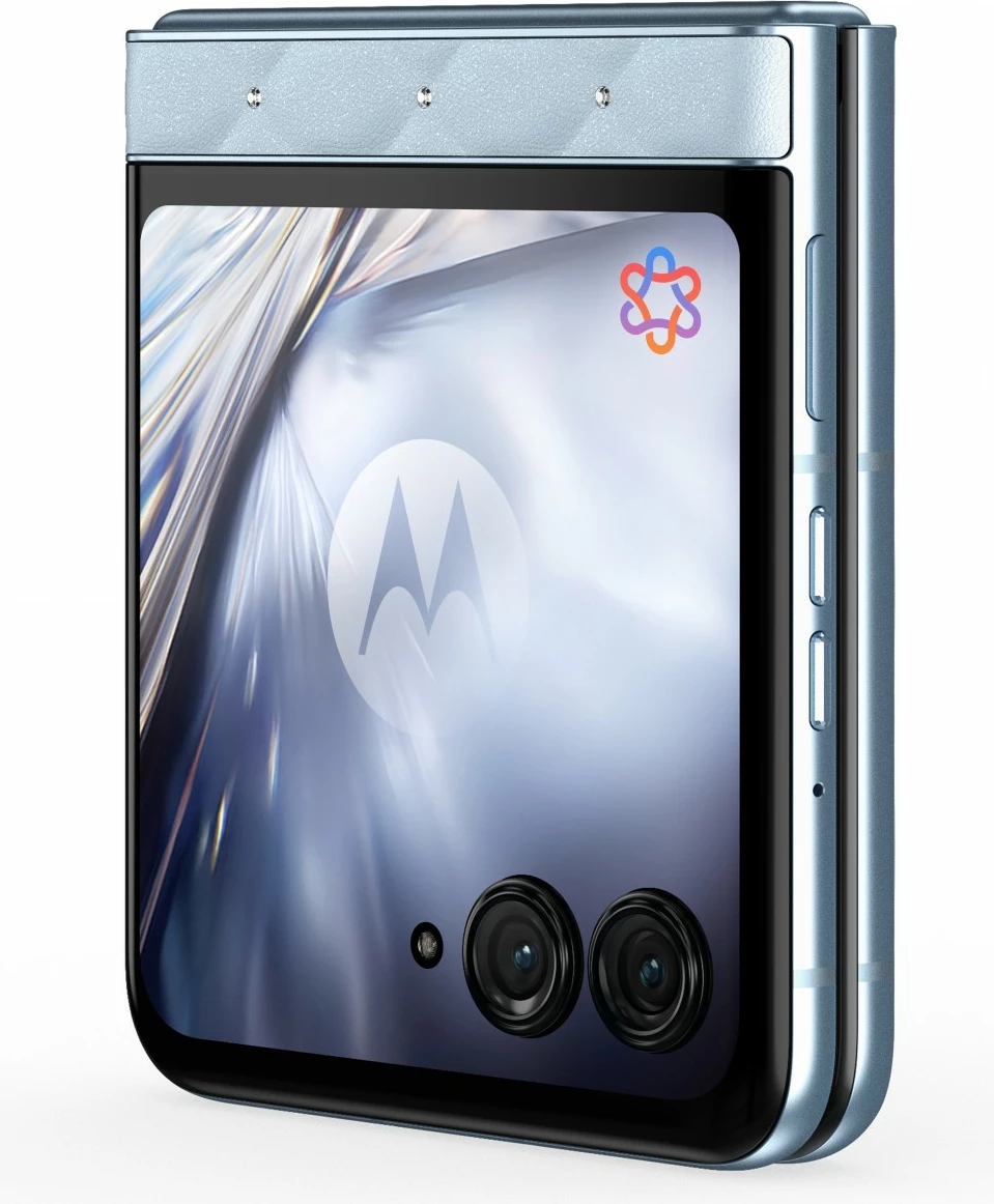 Zložljiv pametni telefon z luksuznim Swarovski dizajnom Motorola razr60 + slušalke Buds Loop, Swarovski Edition, moder