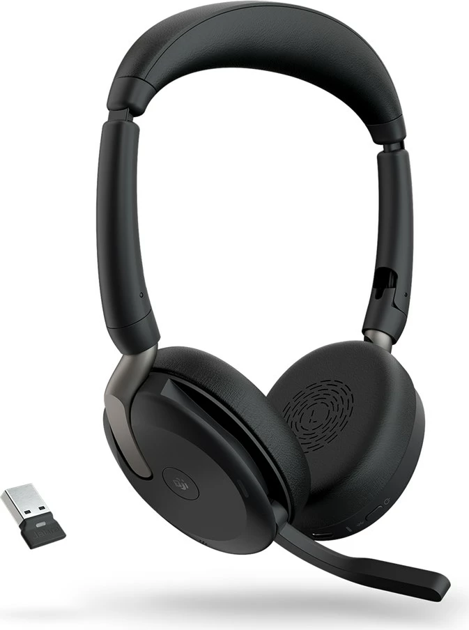 Brezžične slušalke Jabra Evolve2 65 Flex, Link380a MS, brezžično polnjenje, črne