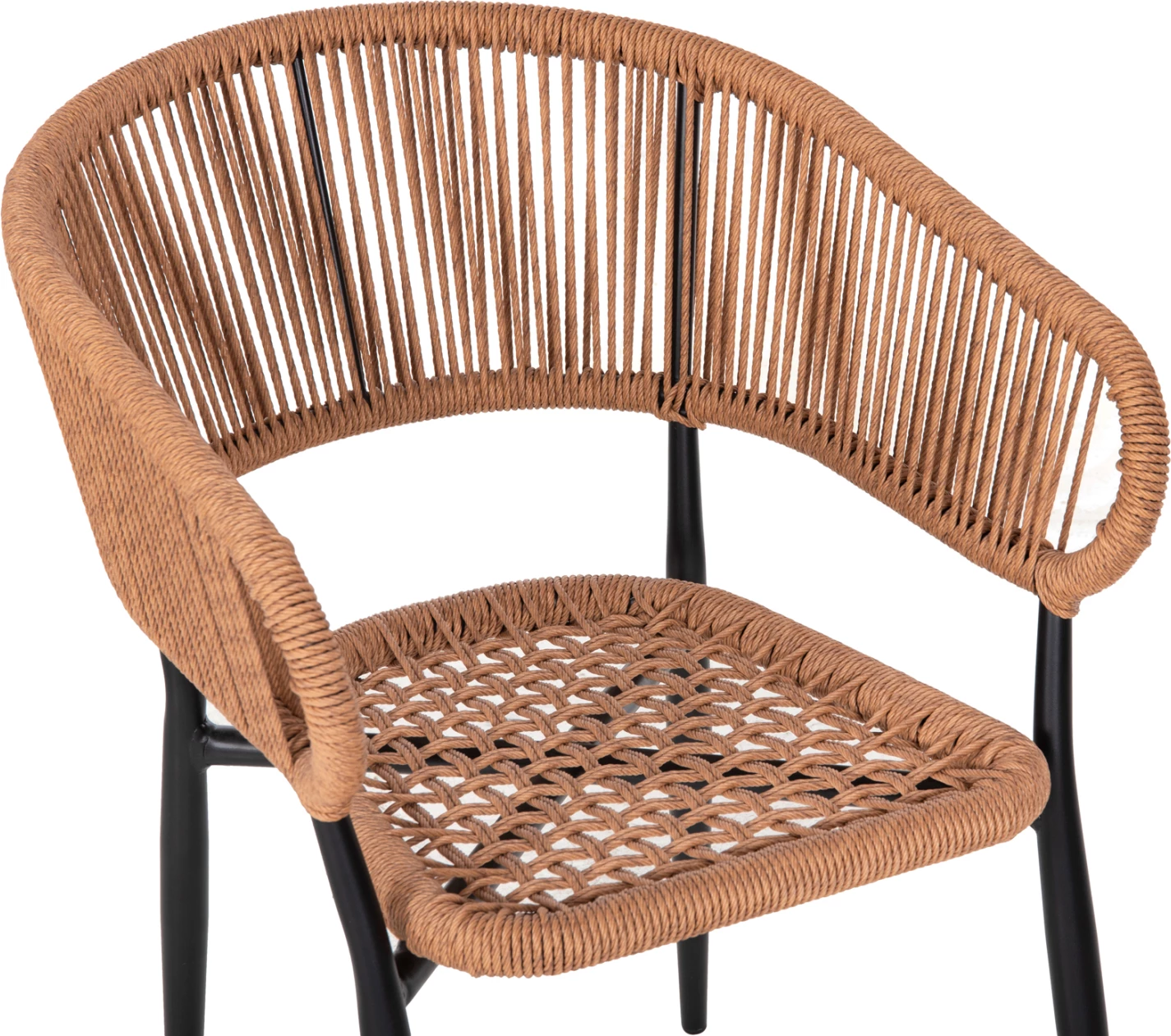 Aluminijasti naslanjač EULO FH5783.13 črno-sintetični ratan bež 55,5x63,5x78Hcm