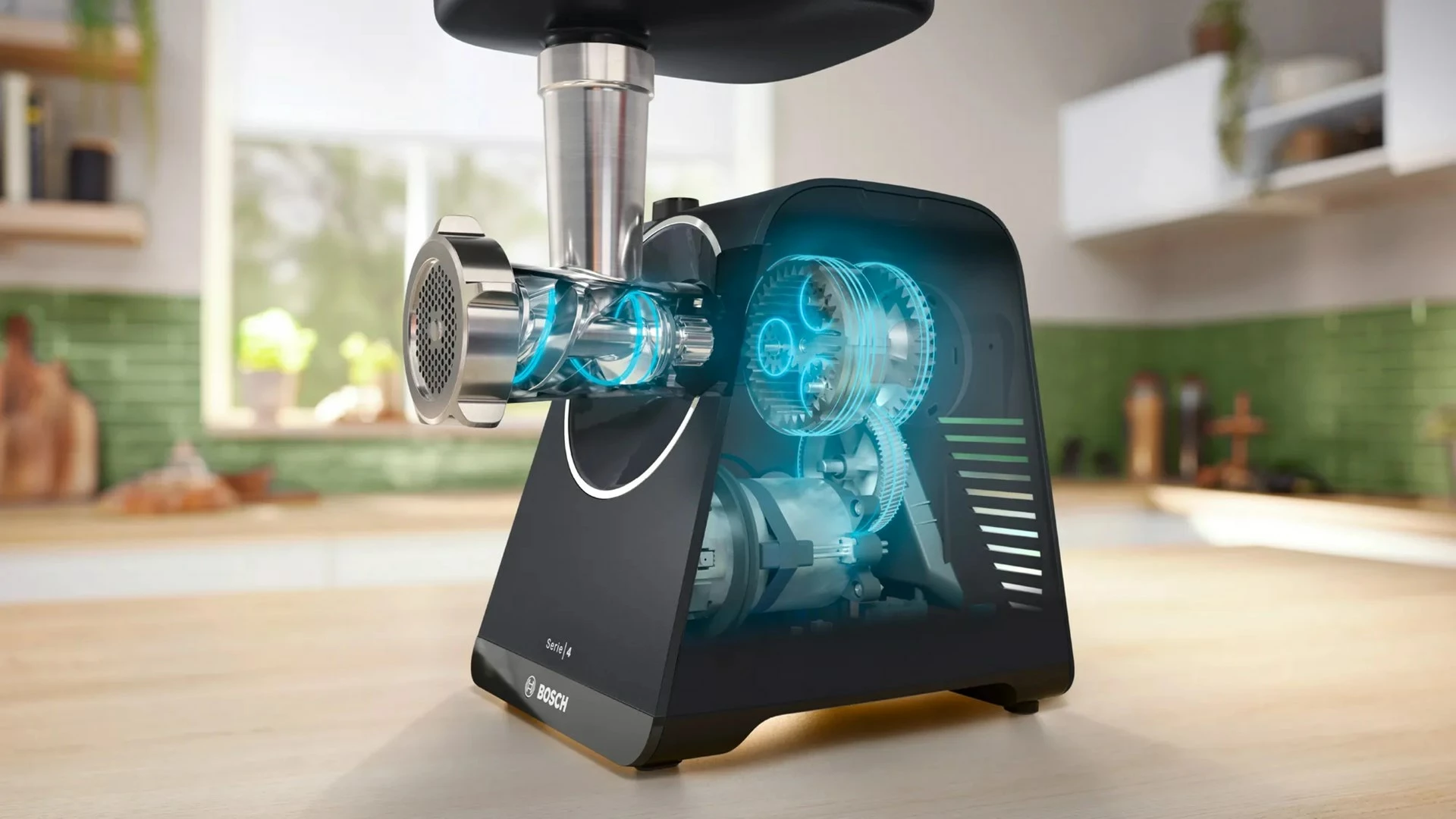 Mlin za meso, električni Bosch Serie 4 MFWS450B, 500 W, črn, z dodatki