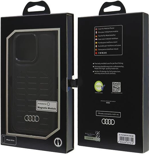 Ovitek MagSafe iz sintetičnega usnja Audi za iPhone 16 Pro 6,3", črn