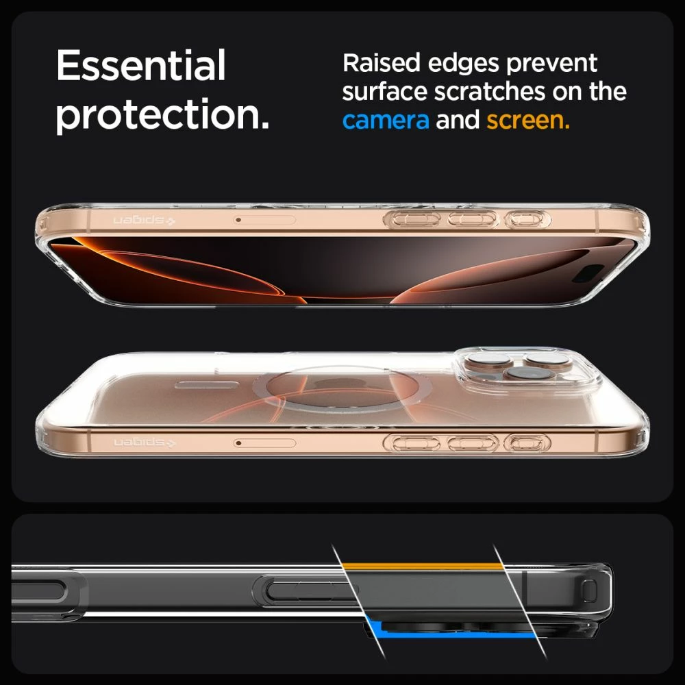 Tanek prozoren ovitek za telefon Spigen Liquid Crystal Mag MagSafe za iPhone 16 Pro, tanek TPU z zračnimi blazinicami v kotih, združljiv s polnjenjem MagSafe