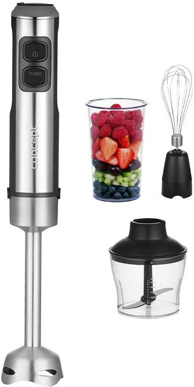 Ročni mešalnik s sekljalnikom in metlico, 1500 W, inox/črn, set Concept TM5520