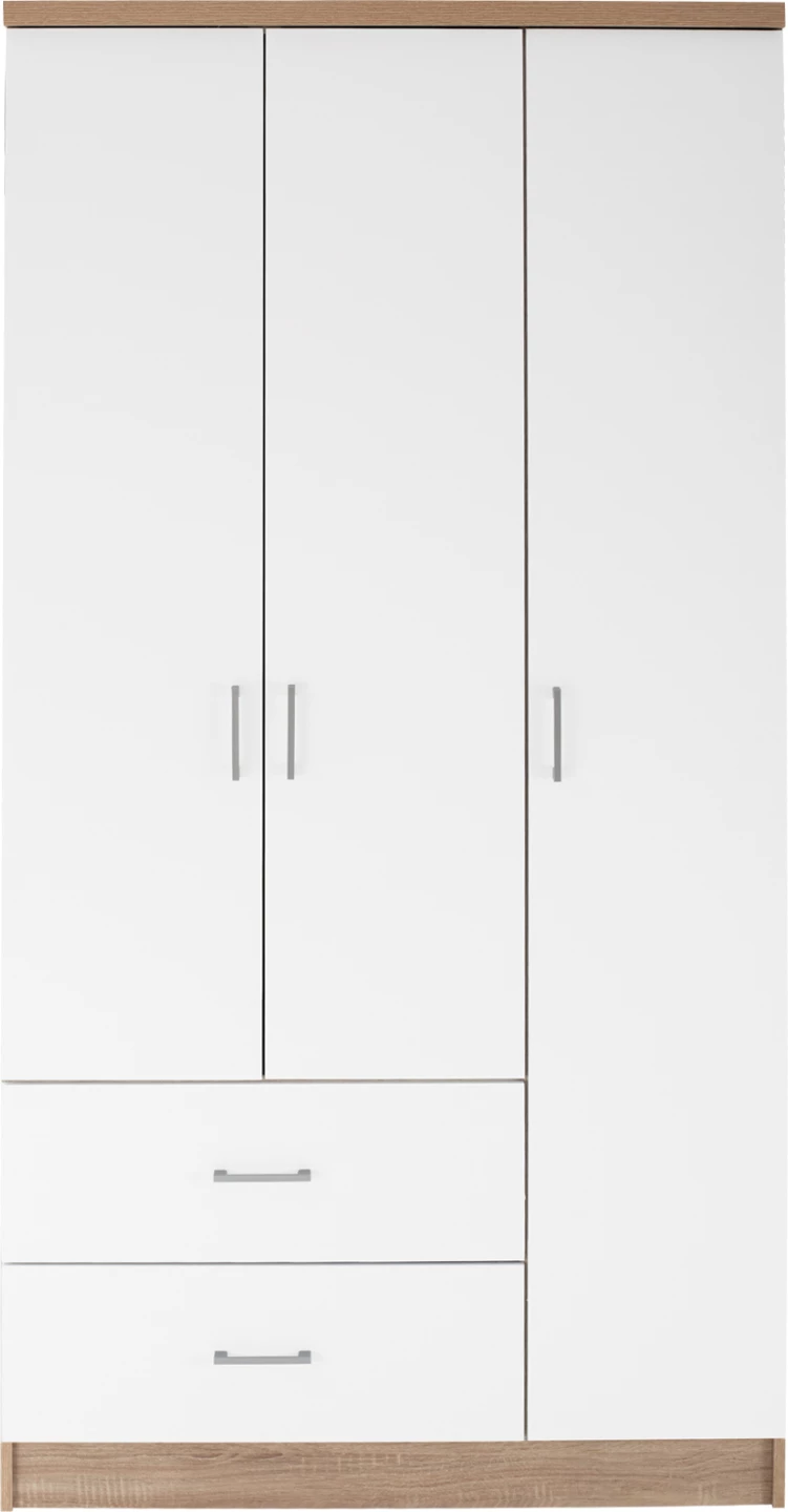 Garderobna omara s 3 vrati in 2 predaloma FH340.06 sonama-bela 89x42,5x181 cm