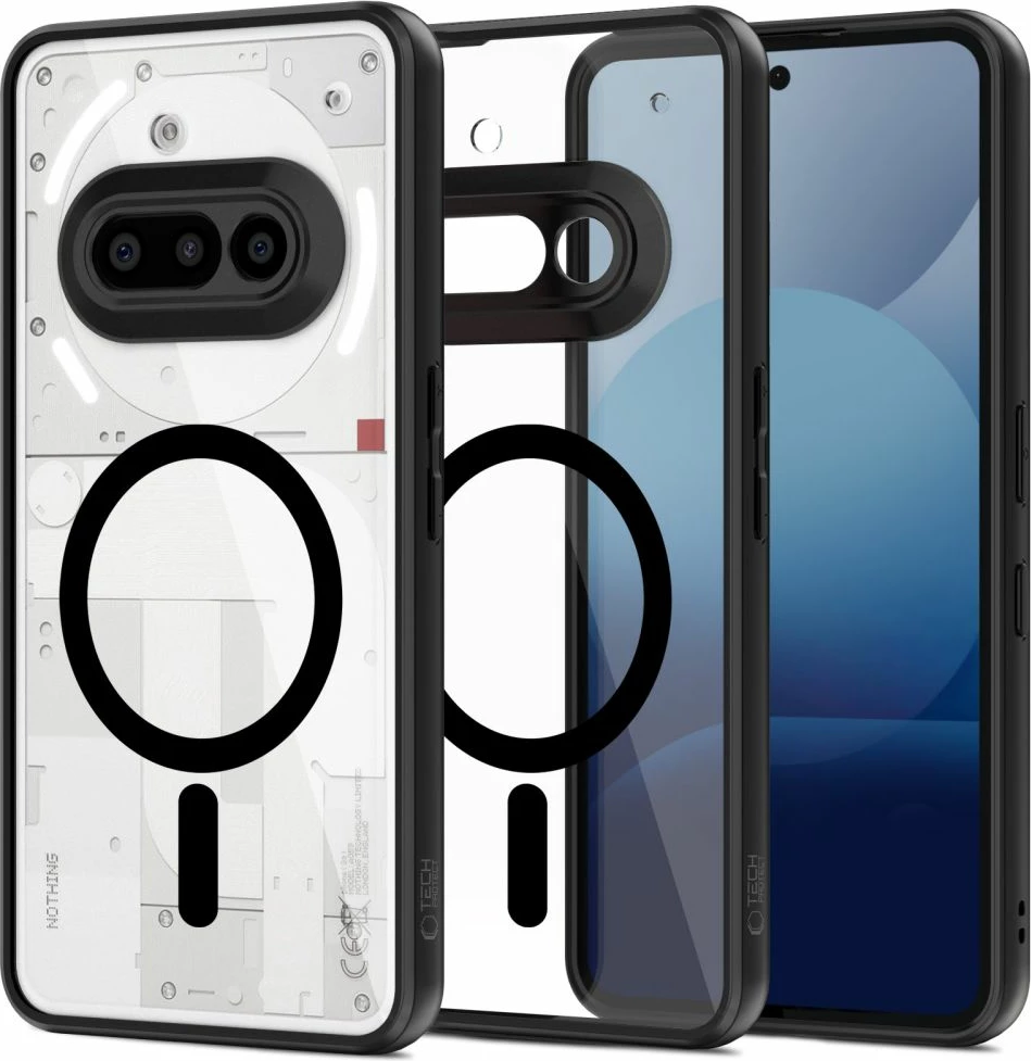 Ovitek za telefon MagMat MagSafe, Tech-Protect, Nothing Phone 3A, polprosojen-črn