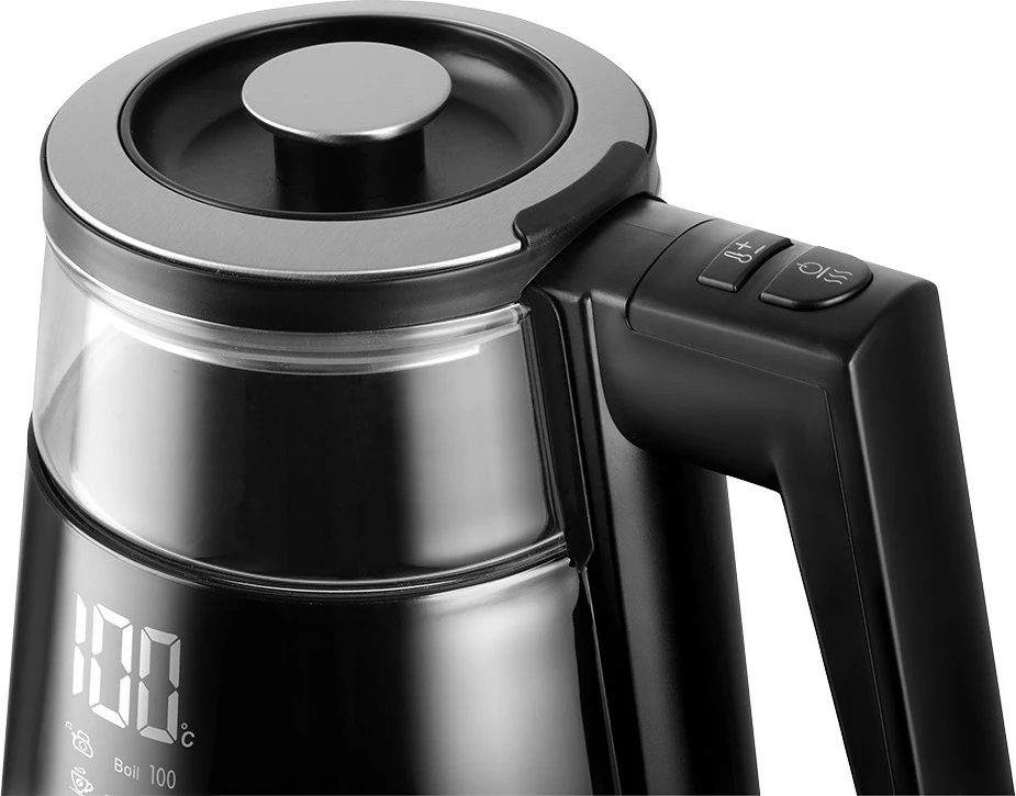 Električni ibrik 1,7 l, steklen, z digitalnim zaslonom, črn, Concept RK4170