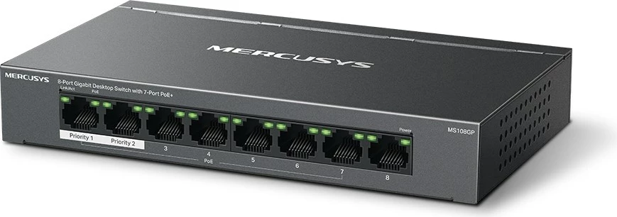 8-portni Gigabitni switch PoE+ Mercusys MS108GP, črn 8-portni Gigabitni switch PoE+ Mercusys MS108GP, črn