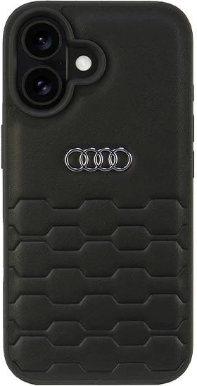 Ovitek za telefon, sintetično usnje, trdo ohišje, črn — Audi za iPhone 16 6,1"
