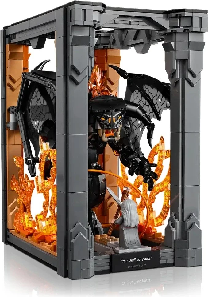 Dekorativni knjižni kotiček Lord of the Rings Balrog, LEGO ICONS 10367, za odrasle, 1 minifigura