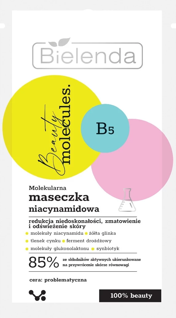 Maska za obraz z niacinamidom, Bielenda Beauty Molecules Molecular Niacinamide, za ženske, 8 g