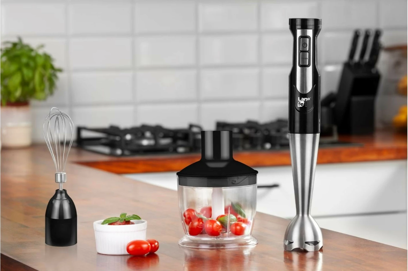 Ročni blender Lafe BRK-003A, 700 ml vrč, metlica in sekljalnik, inox