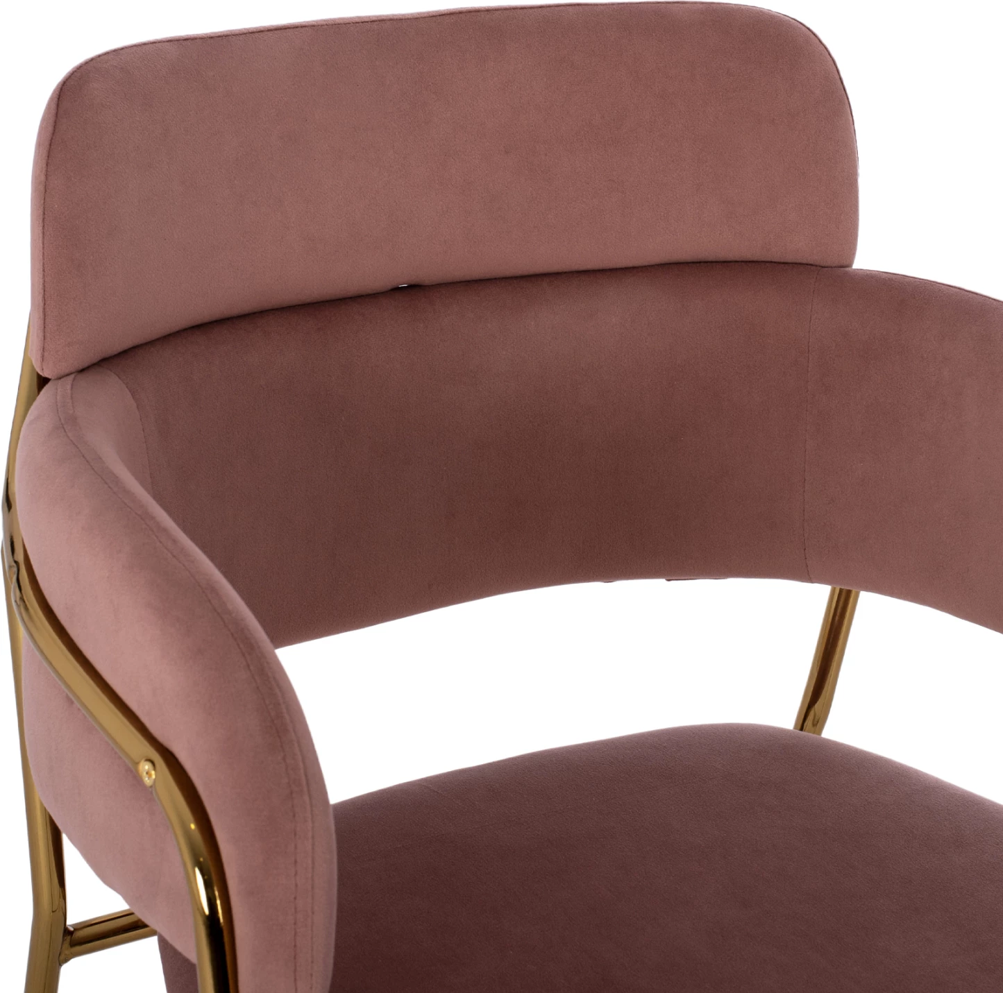 Srednje visok stol FH8735.02 iz žametne tkanine v barvi prašno roza z zlato obrobo 54x58x95Y cm, set 2 kosov