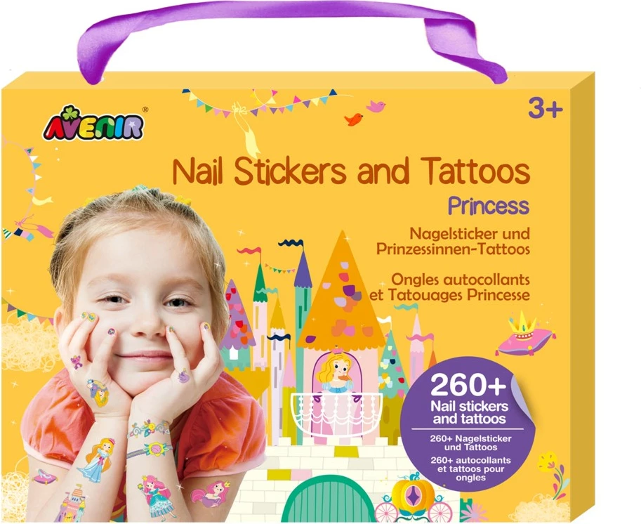 Set nalepk in tetovaž za nohte, 260 kosov, večbarvno, MG DYSTRYBUCJA Princess