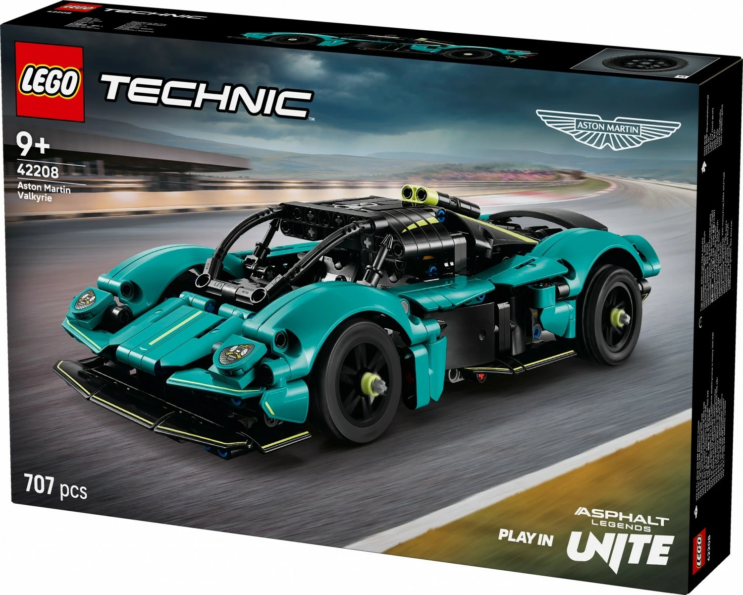 Set gradnje športnega avtomobila Aston Martin Valkyrie, LEGO Technic 42208, 707 kosov, turkizne barve