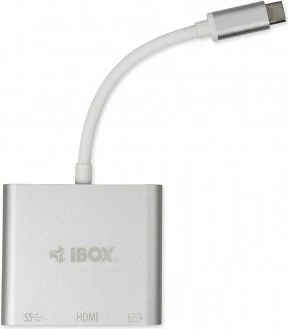 USB razdelilec iBox IUH3CFT1, 3.0, Type-C, 5000 Mbit/s, srebrn