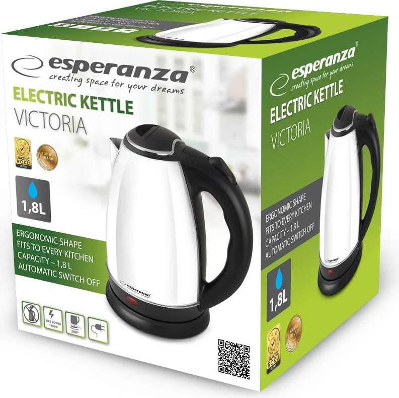 Vrulec vode 1,8 L Esperanza EKK113W, 1800 W, bel/črn