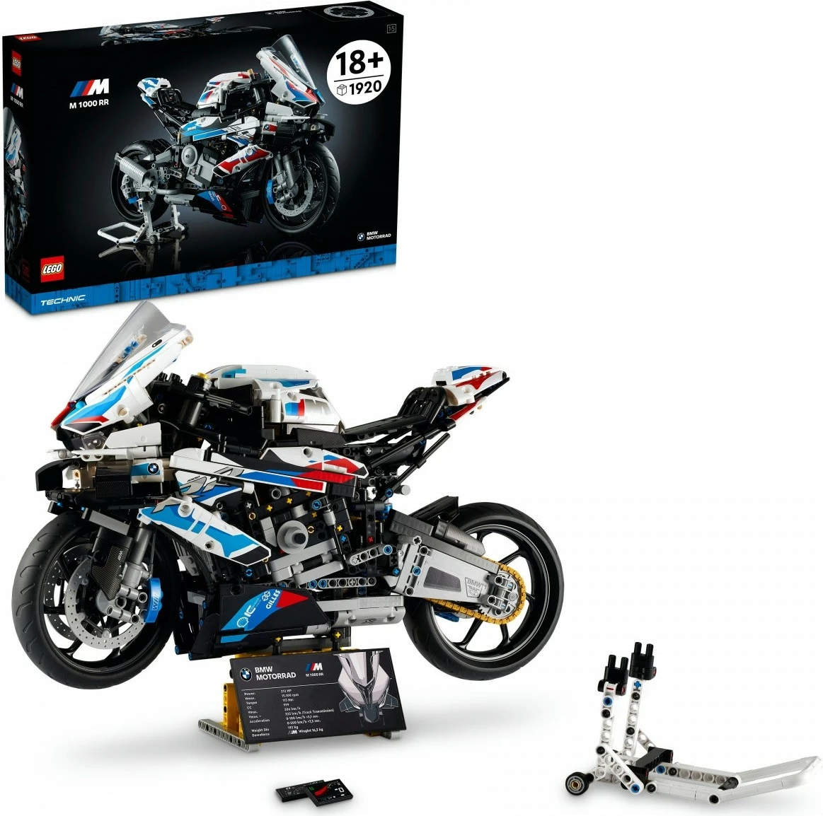 Model motocikla v merilu 1:5 LEGO Technic BMW M 1000 RR, 1920 delov, za odrasle