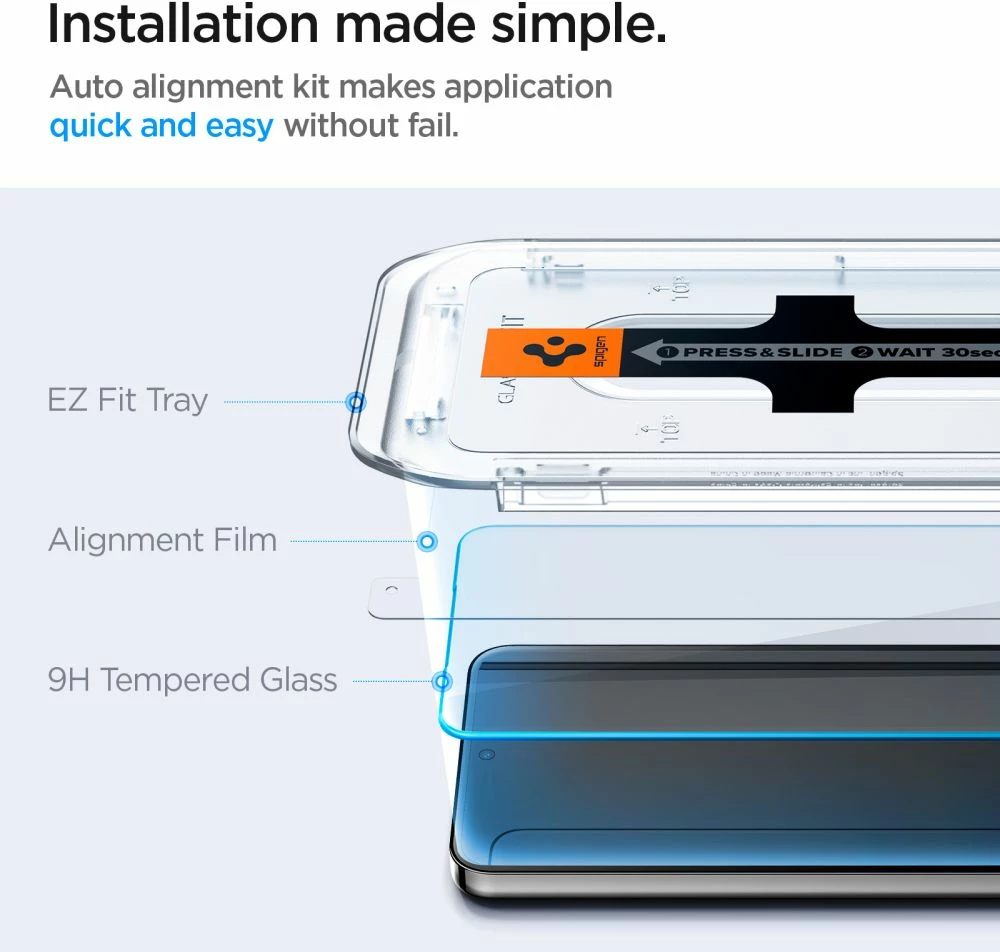 Kaljeno zaščitno steklo Spigen Glas.tR EZ Fit za Samsung Galaxy S24/S25, 2 kosa