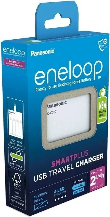 Polnilnik baterij Eneloop Smartplus BQ-CC87USB Panasonic, USB, bel