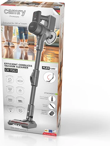 Brezžični sesalnik za velike hiše, Adler CR 7063, brezkrtačni motor 400 W, 31.000 Pa, posoda 0,6 L, do 100 min, LED zaslon, z 2 baterijama