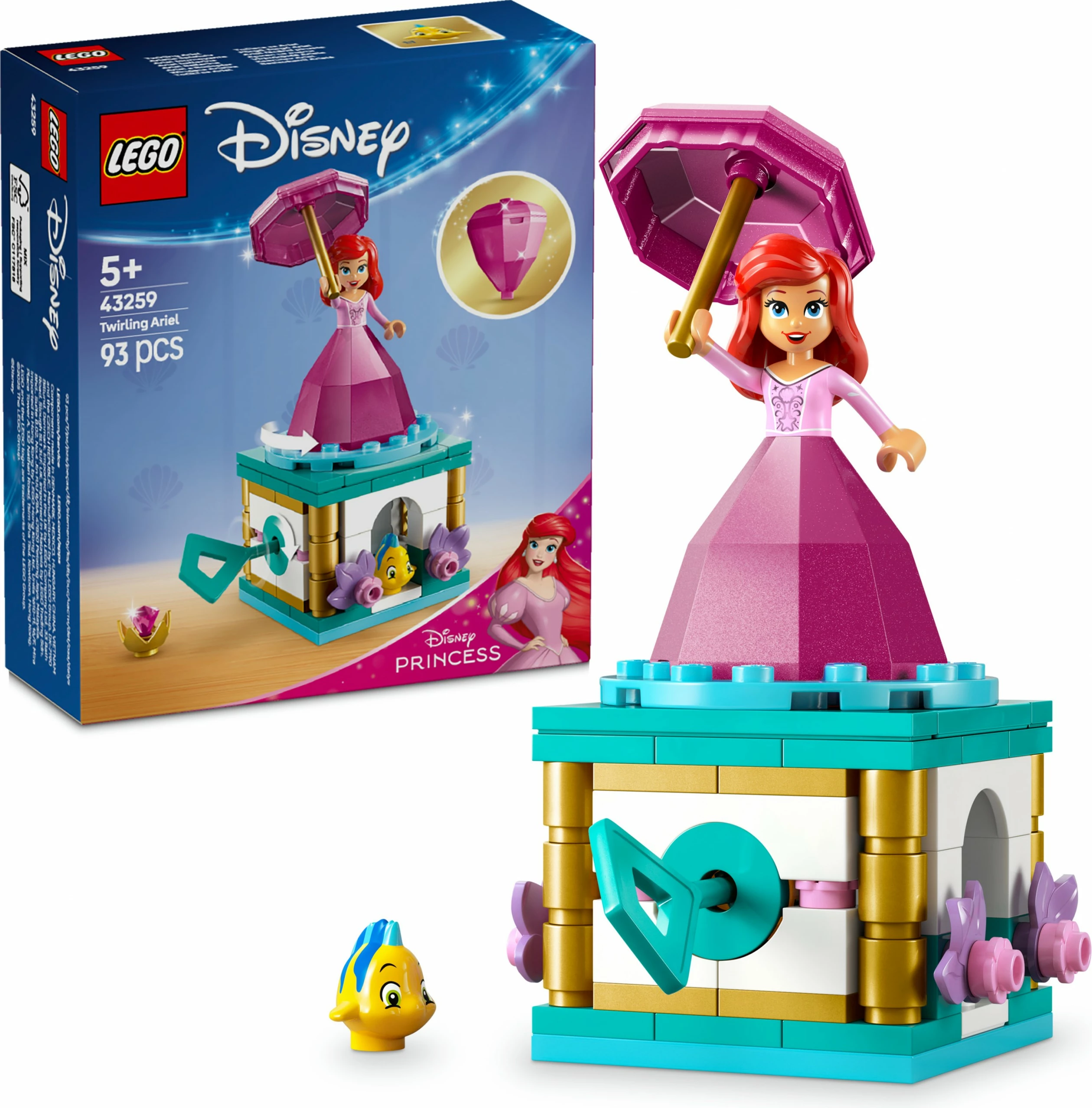 Set za gradnjo Disney Princess Ariel, LEGO 43259, 93 kosov, večbarven