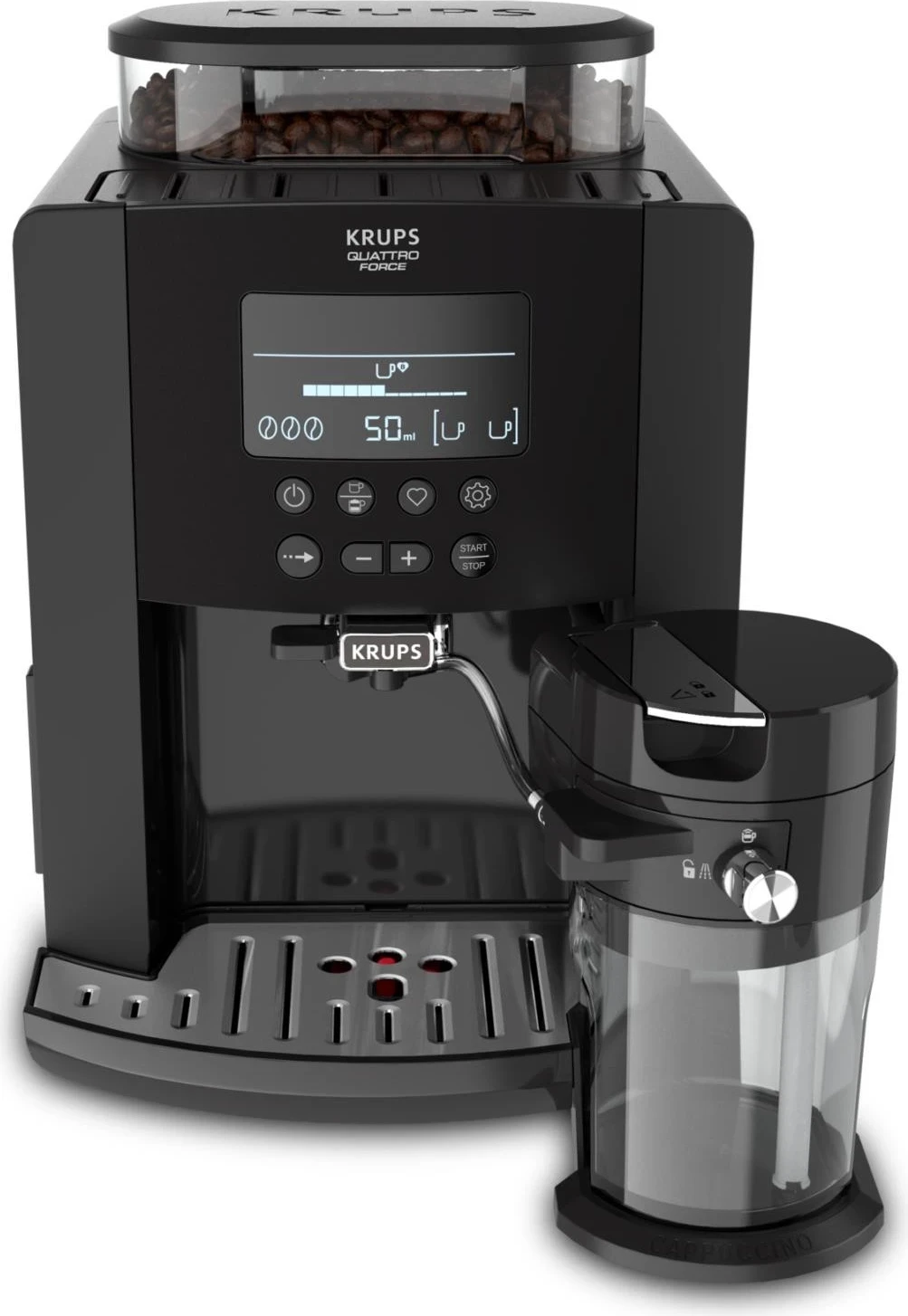 Avtomatski kavni aparat Krups EA819N Arabica Latte, črn