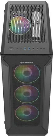 Računalniško ohišje Genesis Irid 505 V2 ARGB, Midi Tower, 4x ARGB ventilatorji, ATX/Micro ATX/Mini ITX, črno