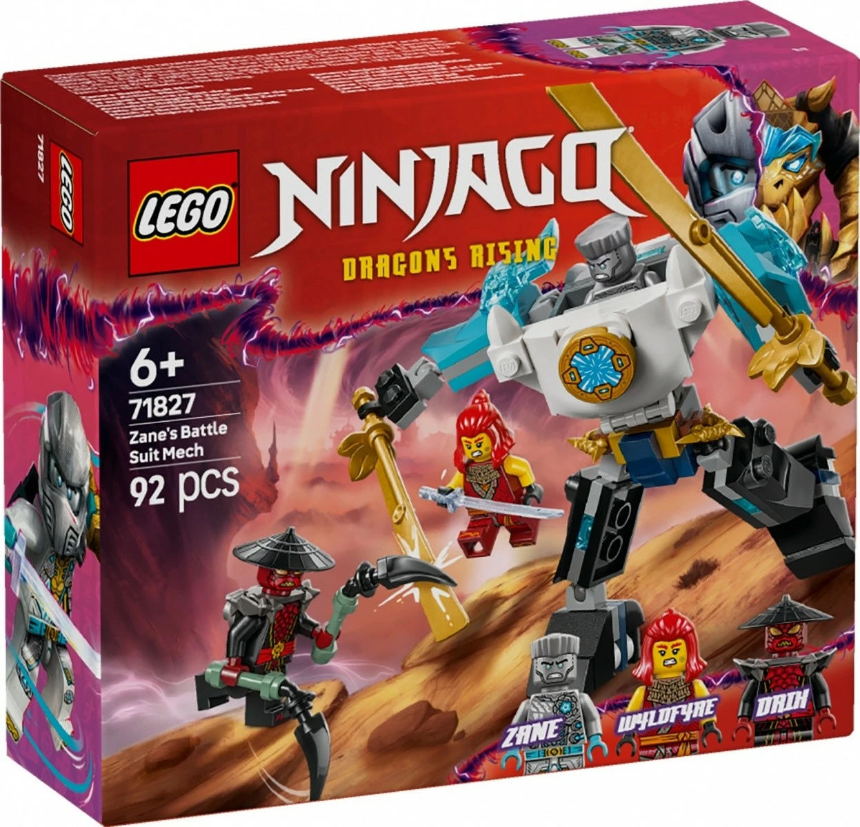 Gradbeni set LEGO Ninjago Zane's Battle Armor Mech 71827, 92 kosi, za otroke