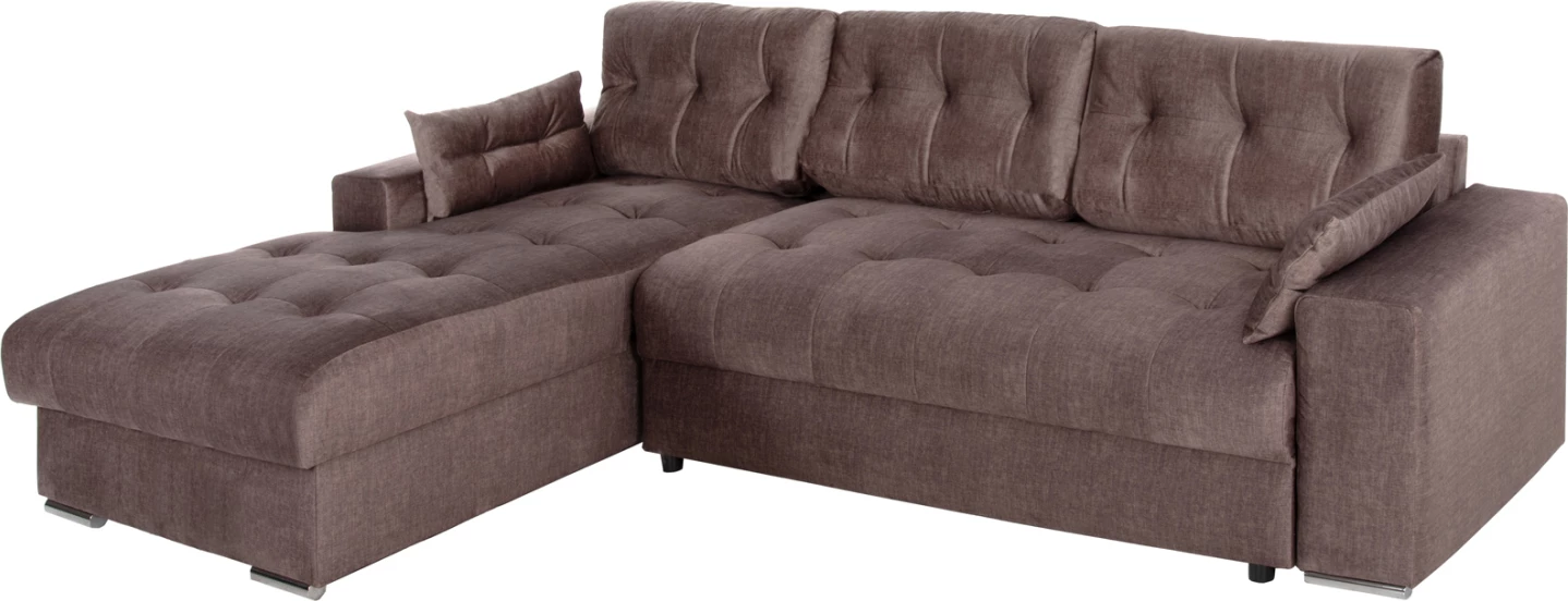 Kotna (leva) raztegljiva sedežna garnitura z ležiščem in shranjevalnim prostorom Clancy FH3281.03L rjava tkanina 308x181x92H cm