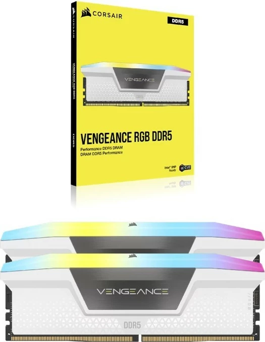 Visokozmogljiva RAM Vengeance RGB DDR5 Corsair, 32GB (2x16GB), 6000 MHz, CL36, bela
