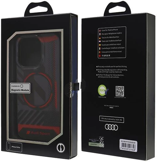 Ovitek IML Sport MagSafe, Audi, za iPhone 16 Pro 6,3", črn, trdo ohišje