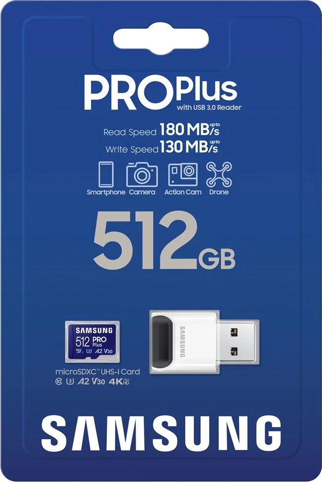 Kartica pomnilnika PRO Plus microSD, Samsung, 512 GB, modra