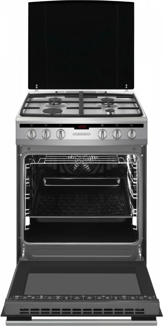 Pečica in kuhalna plošča Amica 617GES3.33HZpTaDpA(Xx) PIZZA, 65 L, inox, 4 kuhališča, plin in elektrika