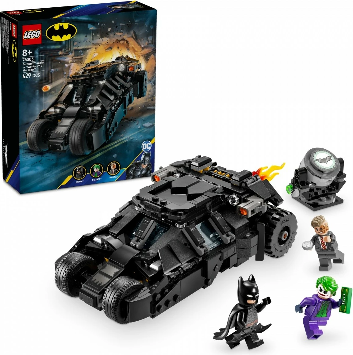 Set gradnje Batmobile Tumbler LEGO 76303, 429 kosov, za otroke, plastika
