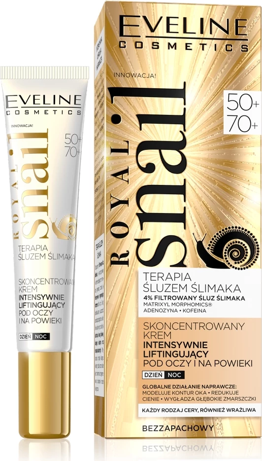 Lifting krema za oči in veke Eveline Cosmetics Royal Snail 50+/70+, za ženske, 20 ml