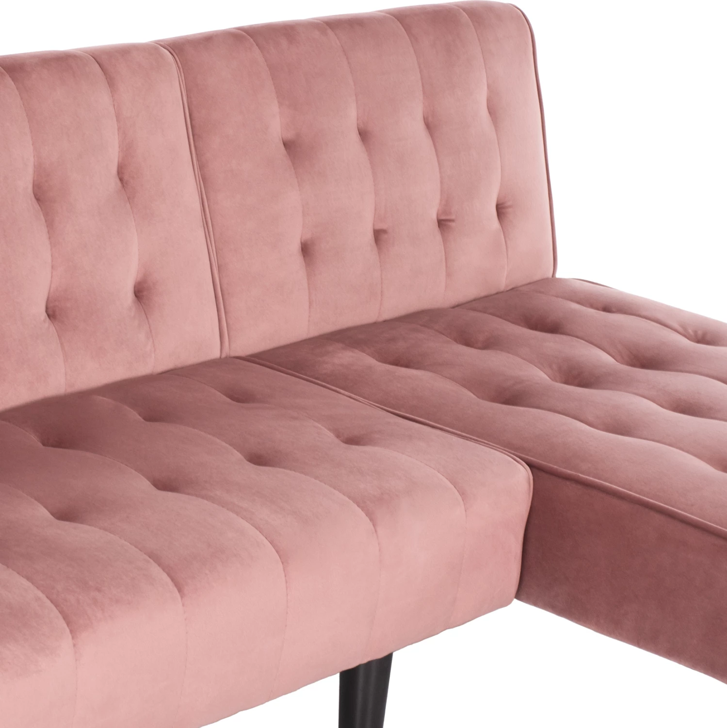 Kotna zofa-postelja ZELDA reverzibilna FH3154.12 žamet v barvi prašno roza 254x163x74H cm