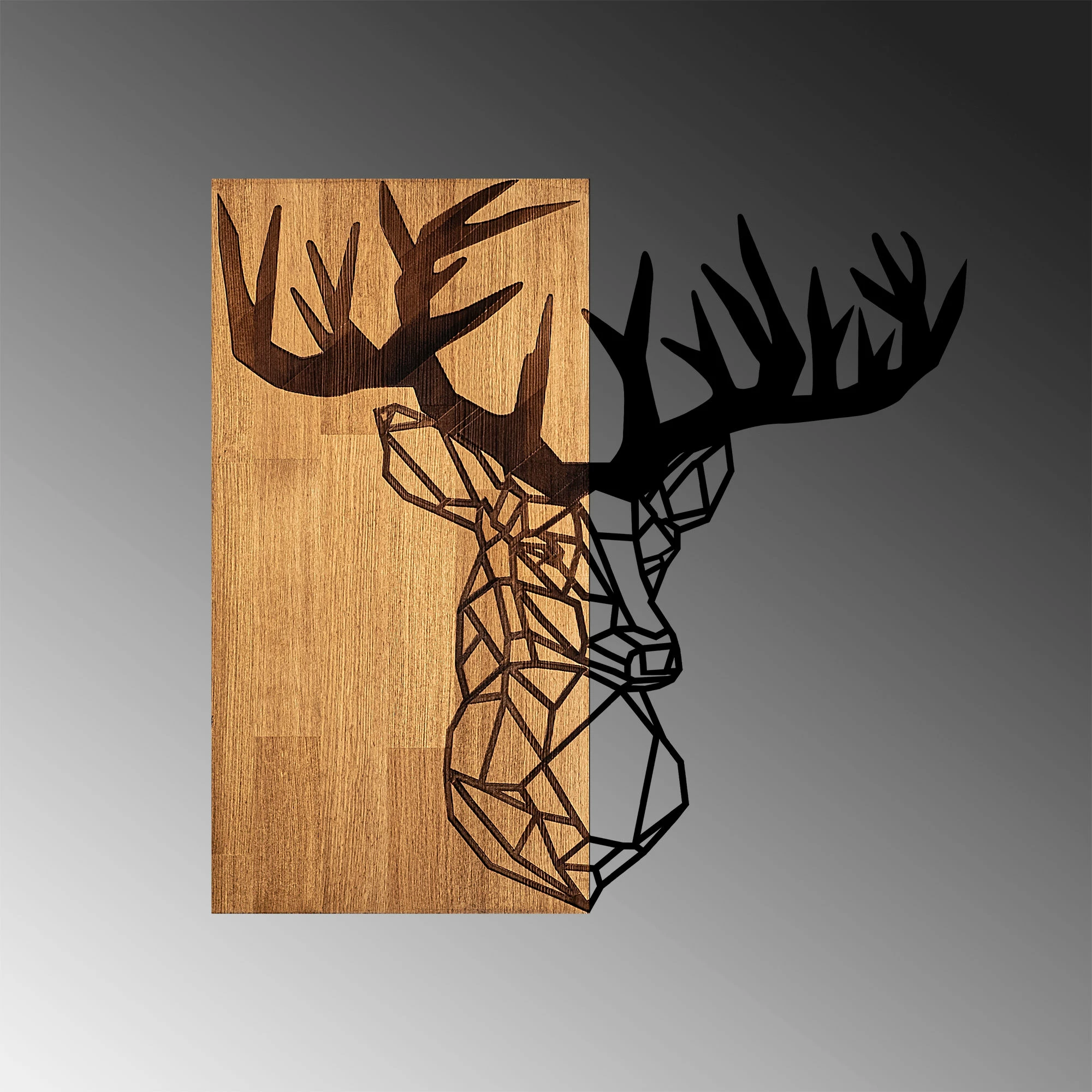 Dekorativni dodatek za steno, les in kovina Wallity MA-285, rjav/črn, 58 x 60 cm