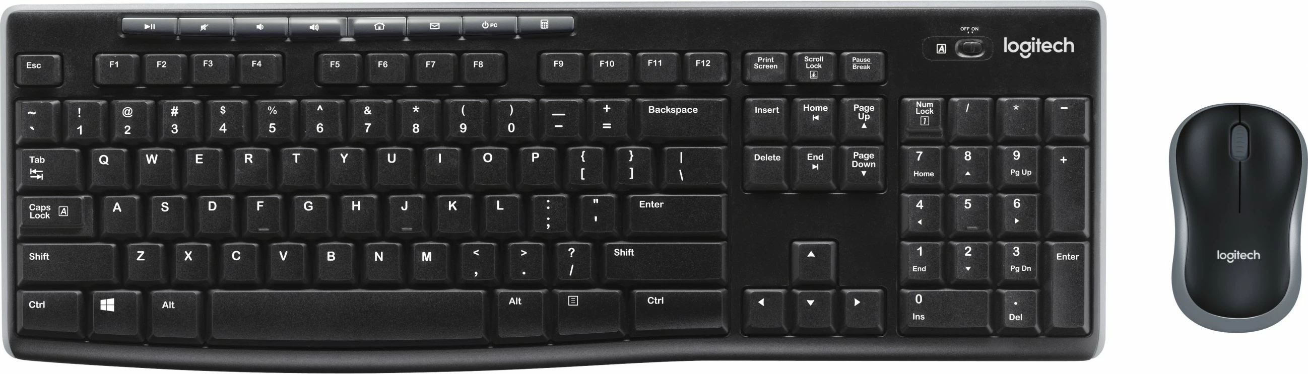 Komplet brezžične tipkovnice in miške Logitech MK270, USB, QWERTY, črn