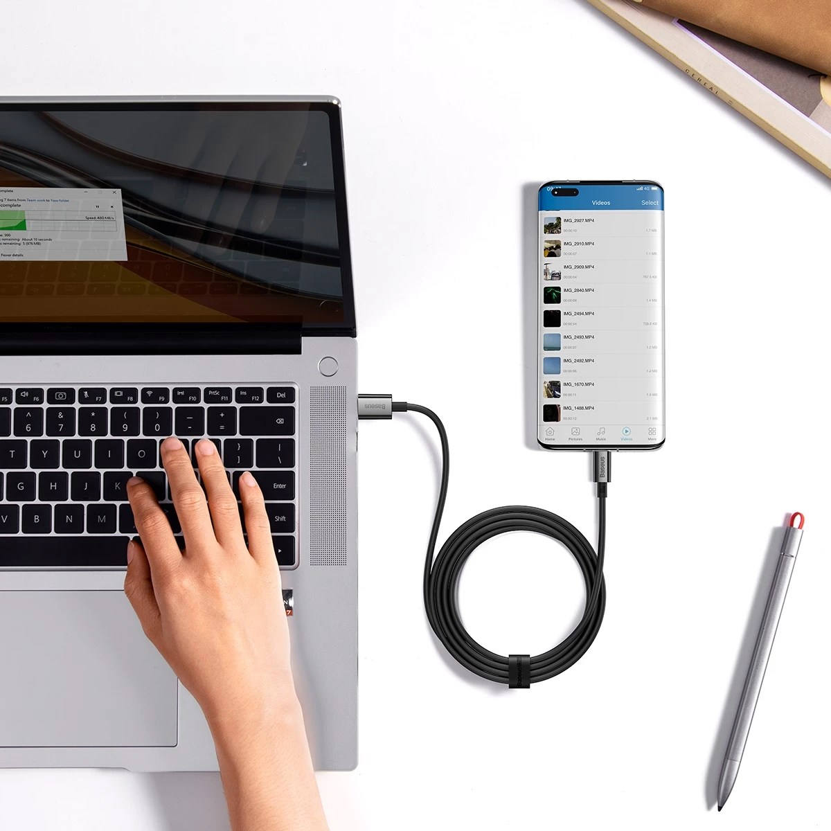 Kabel USB-A na USB-C Superior Series, Baseus, 1 m, 100 W, črn