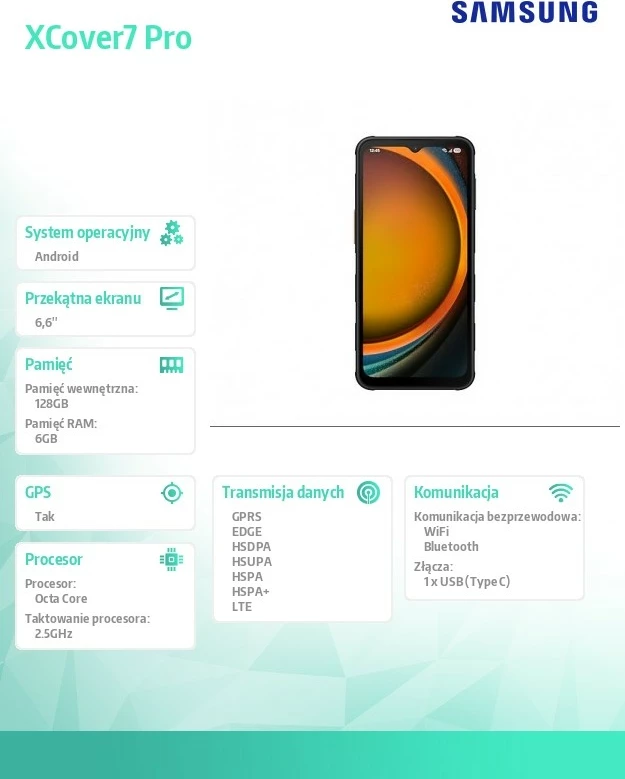 Pametni telefon Samsung Galaxy XCover7 Pro G766, Dual SIM 5G, 6/128 GB, 6,6", Enterprise Edition, črn