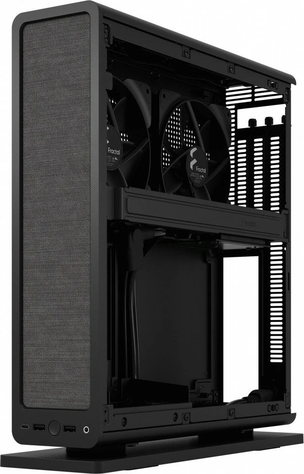 Kompaktna ohišje Fractal Design Ridge Black, Mini ITX, Tower Slim, 4x 2.5" pogon, črno