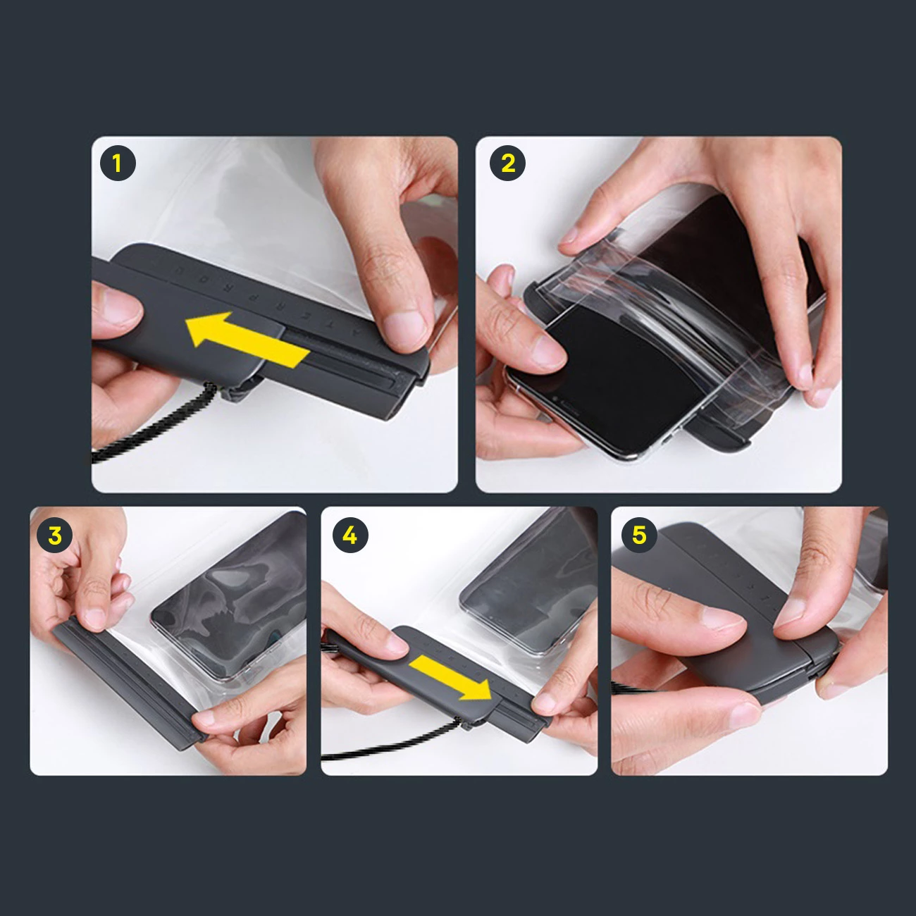 Vodoodporen ovitek za pametni telefon, Baseus AquaGlide BS-PC029, IPX8, s Slide Lock, črn