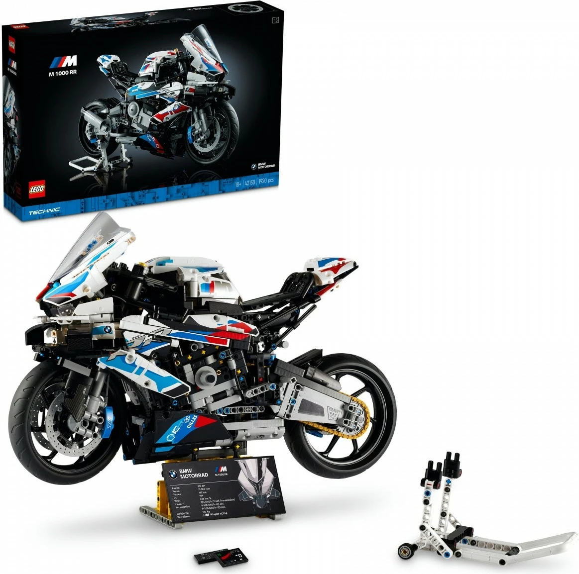 Model motocikla v merilu 1:5 LEGO Technic BMW M 1000 RR, 1920 delov, za odrasle