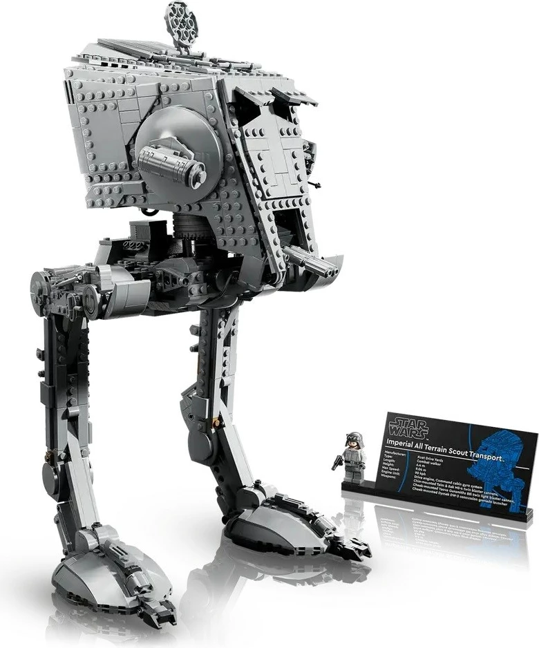 Podroben model AT-ST Walker iz Star Wars, LEGO 75417, za odrasle, s minifiguro, siva