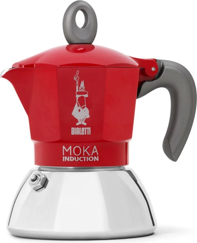 Moka aparat za indukcijo Bialetti Moka Induction, 0,1 L, 2 skodelici, rdeče in srebrno