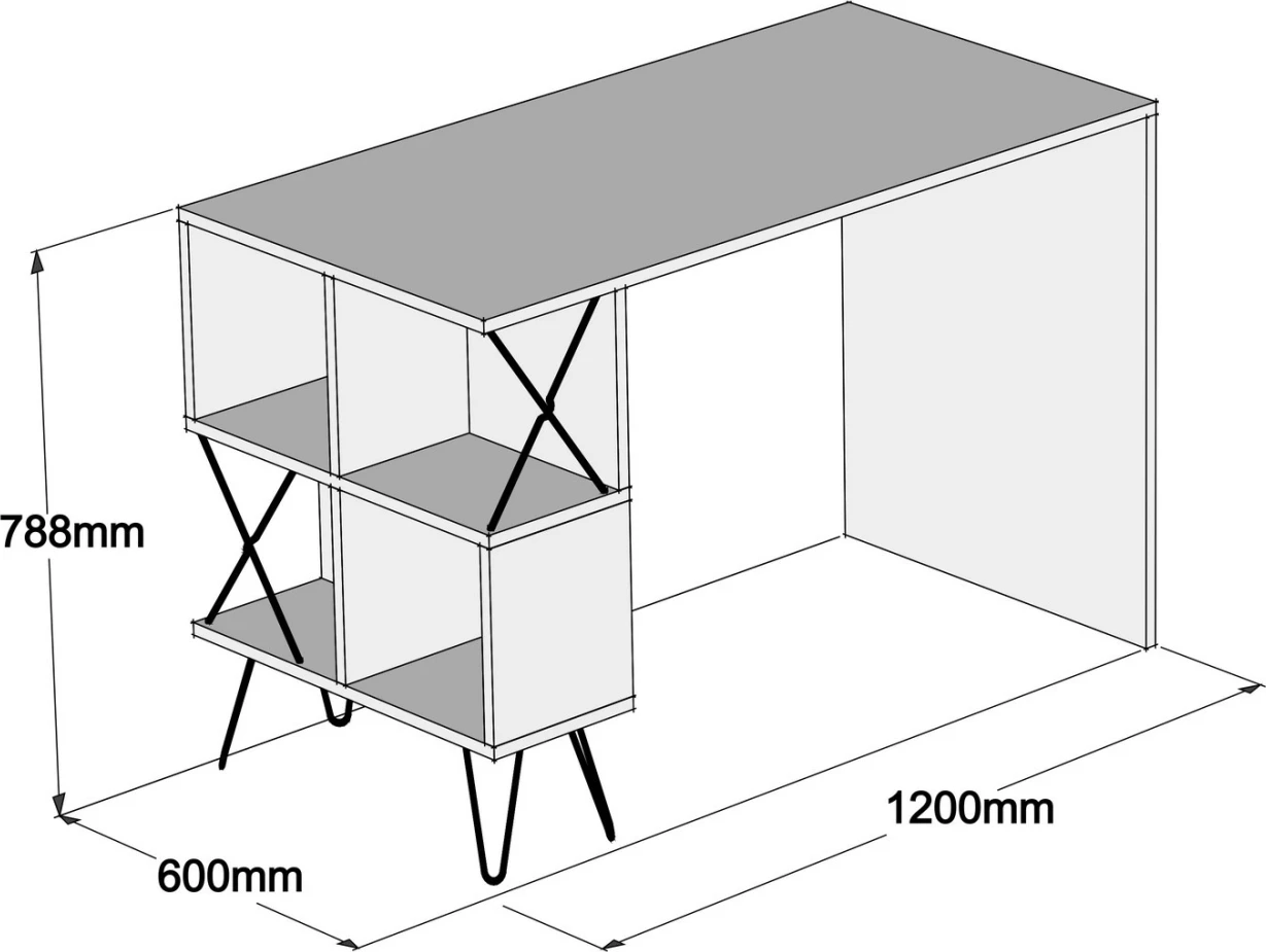 Študijska miza FH9509.03 melamin bela s policami 120x60x78.8Hcm