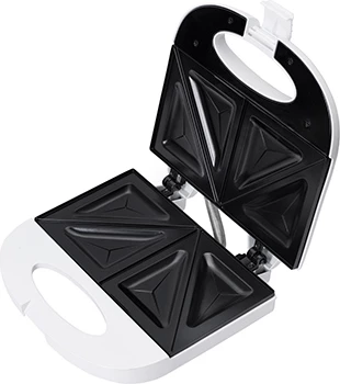 Sendvič toster, Adler AD 301, 750 W, nelepljive plošče, 4 trikotne kose, bel