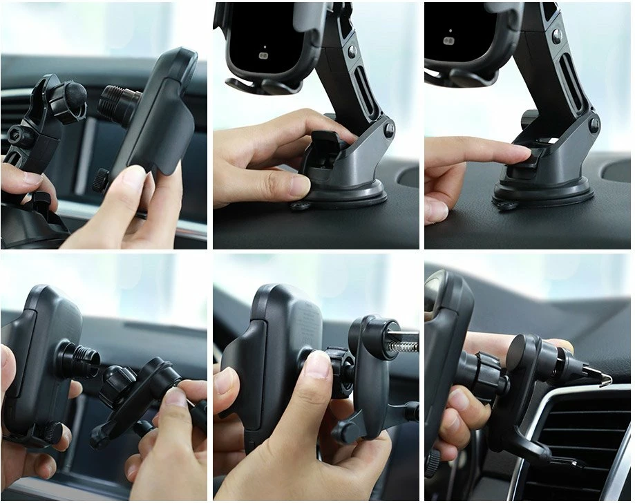 Električno avtomobilsko držalo z brezžičnim Qi polnjenjem 15W, črno Baseus WXHW03-01