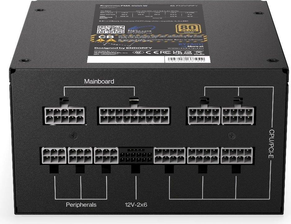Napajalnik Endorfy Supremo FM6 Gold 1000W, modularen, 80 PLUS Gold, črn