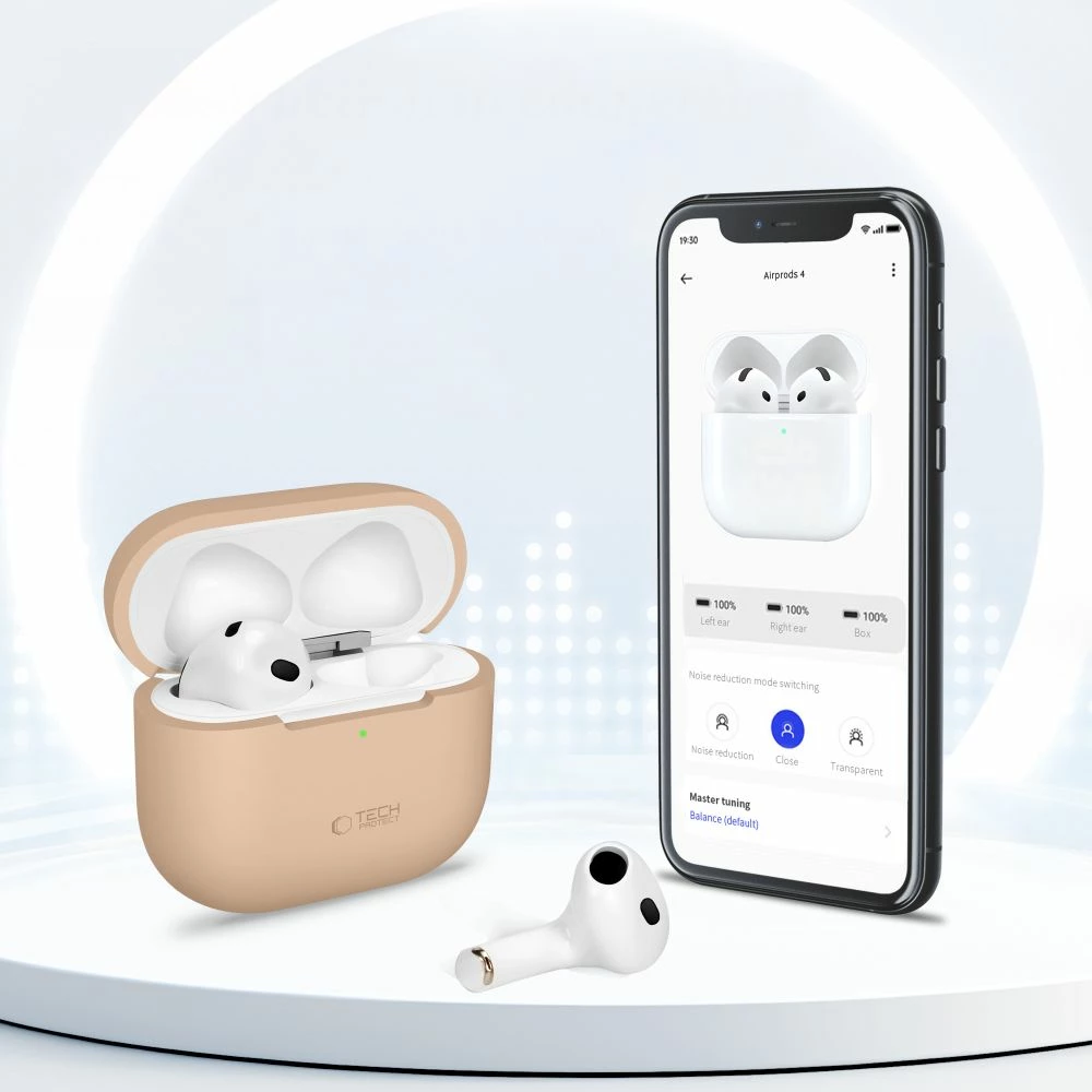 Silikonski ovitek za Apple AirPods 4, Tech-Protect, siv